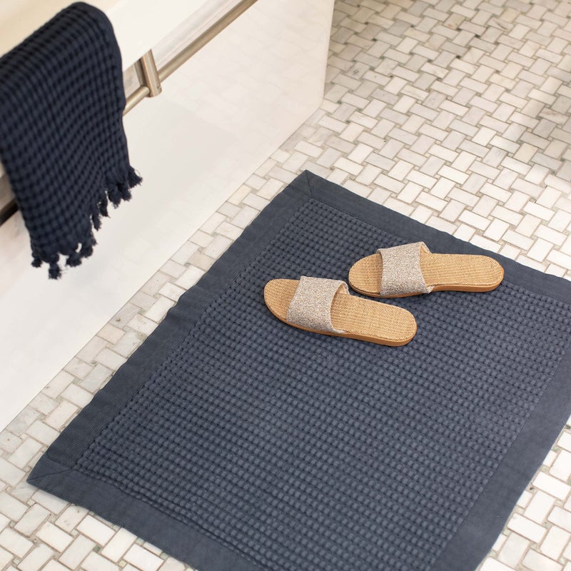 GILDEN TREE Bathroom Mat Absorbent Cotton Quick Dry for Shower, Bath & Bathtub Washable Thin, Modern Style (Midnight Blue) - Image 2